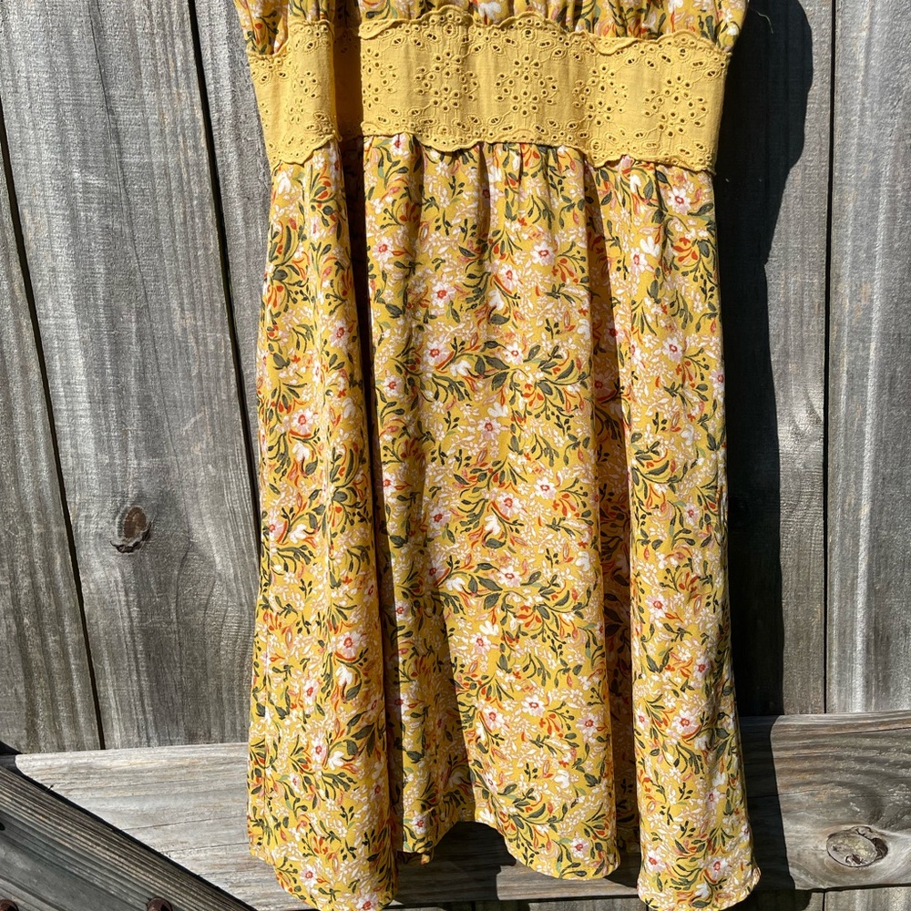 Miami Yellow Floral Midi Dress Size M - Picture 3 of 8
